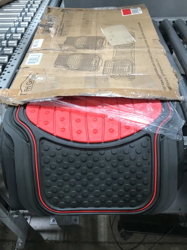 Photo 2 of Automotive Floor Mats Red Climaproof for All Weather Protection Universal Fit Heavy Duty Rubber fits Most Cars, SUVs, and Trucks (Full Set Trim to Fit) FH Group F11500RED