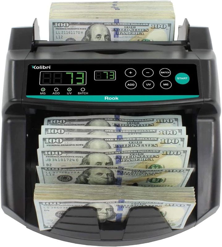 Photo 1 of Kolibri Money Counter Machine with UV/MG/IR/DBL/HLF/CHN Counterfeit Detection - US-Based Support, Large LED Display, 1,500 Bills/Min,
