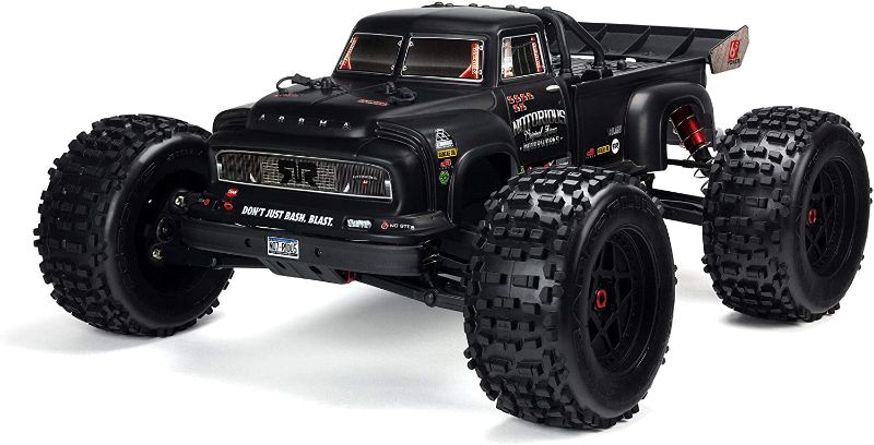 Photo 1 of ARRMA 1/8 Notorious 6S V5 4WD BLX Stunt RC Truck with Spektrum Firma RTR (Transmitter and Receiver Included, Batteries and Charger Required), Black, ARA8611V5T1
