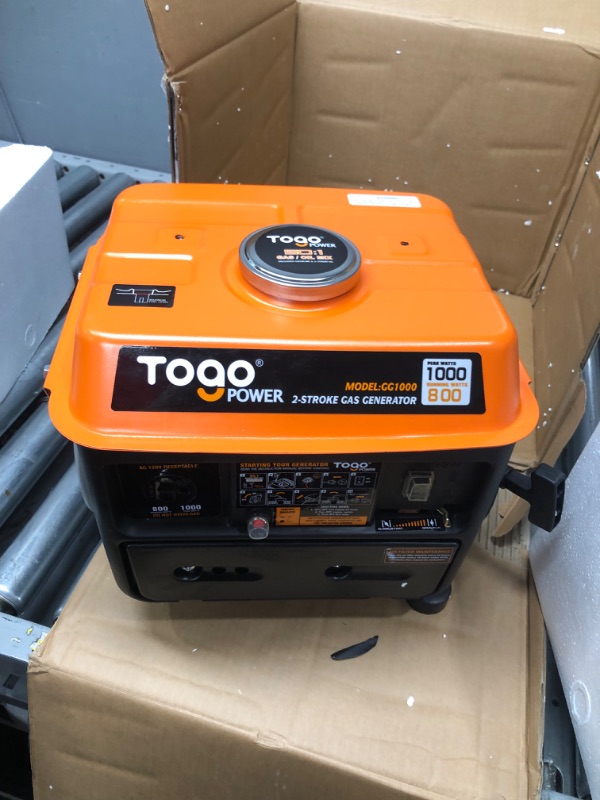 Photo 3 of TogoPower Portable Generator, 1000W Gasoline Powered Generator for Backup Home Use Camping Outdoors, CARB