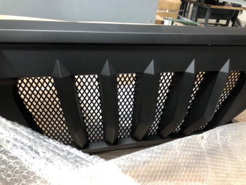 Photo 4 of Xprite Matte Black Front Grille Grid Grill w/Mesh Compatible with 2018-2021 Jeep Wrangler JL JT - Black Widow Series Black Widow Grill For JL JT