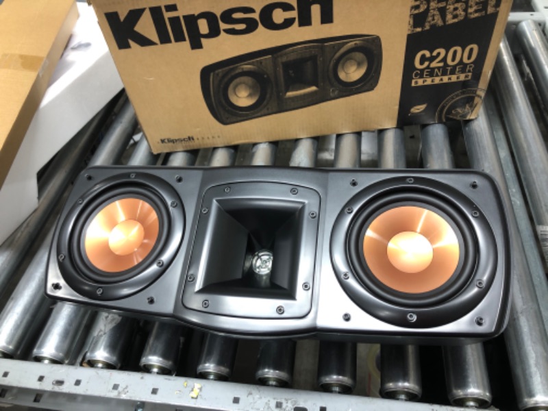 Photo 3 of Klipsch Synergy Black Label C-200 Center Channel Speaker for Crystal-Clear Dialogue and Vocals with Proprietary Horn Technology, Dual 5.25” High-Output Woofers, and Dynamic 1” Tweeter in Black