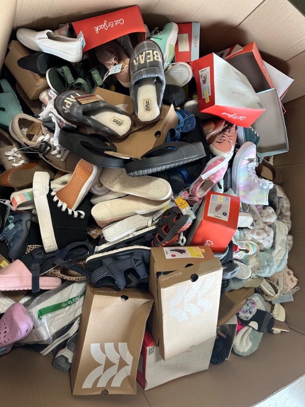 Photo 1 of **PALLET OF ASSORTED SHOES. DIFFERENT SIZING. MEN, WOMEN AND CHILDRENS** NONREFUNDABLE