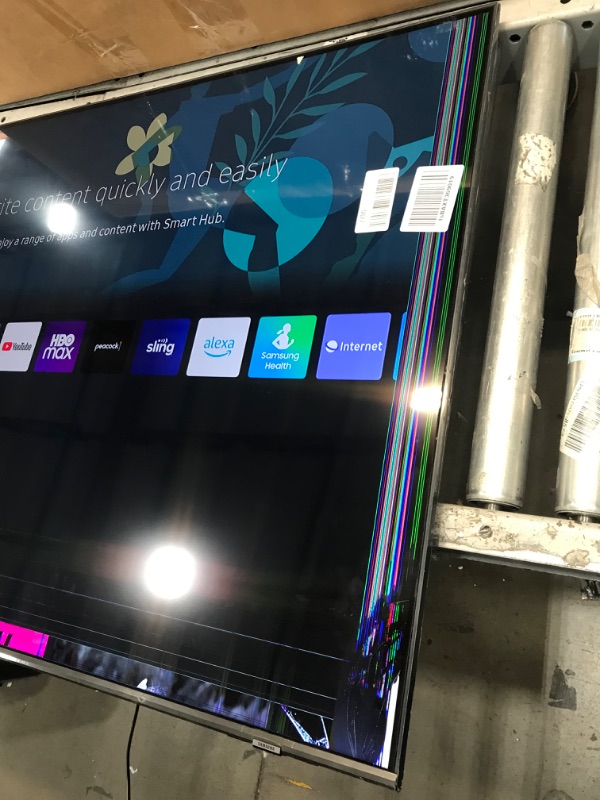 Photo 2 of DAMAGED SCREEN
SAMSUNG 60-Inch Class QLED Q60A Series - 4K UHD Dual LED Quantum HDR Smart TV with Alexa Built-in (QN60Q60AAFXZA, 2021 Model)
