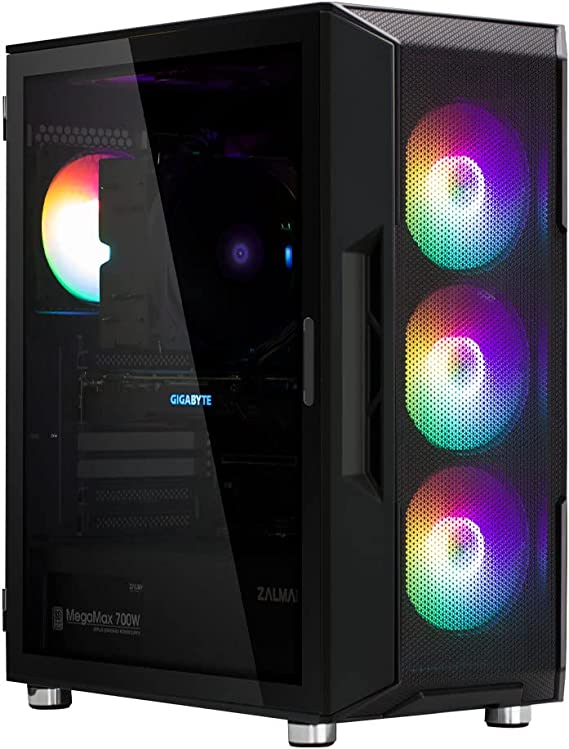 Photo 1 of Zalman I3 NEO Black Edition Airflow ATX Computer Case with Mesh Front Panel, Magnetic Swing-Open Tempered Glass Side Panel, 4X RGB 120mm Fans Pre-Installed, Mid Tower for Gaming or Office Work
