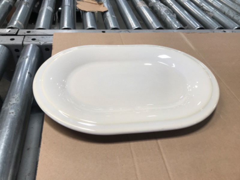 Photo 2 of 14" X 11" Porcelain Woodbridge Serving Platter White - Threshold™
