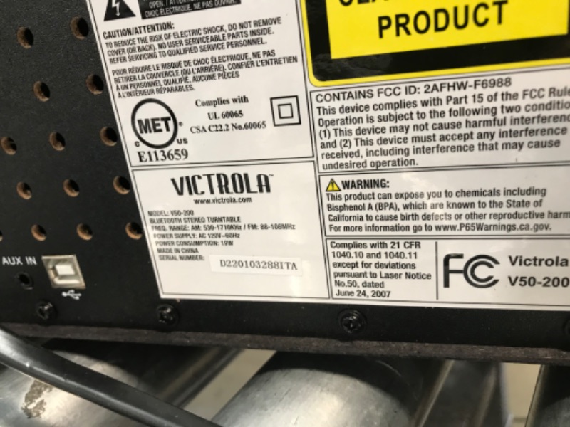 Photo 5 of DAMAGED BACK CORNER/EDGE**Victrola 50's Retro Bluetooth Record Player & Multimedia Center with Built-in Speakers - 3-Speed Turntable, CD Player, AM/FM Radio | Vinyl to MP3 Recording | Wireless Music Streaming | Black Black Record Player