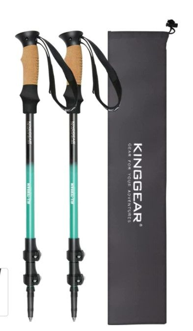 Photo 1 of **USED.MISSING PARTS** KINGGEAR Walking Sticks - Adjustable Hiking Poles, Trekking Poles with Quick Flip Lock, Lightweight, Light Blue