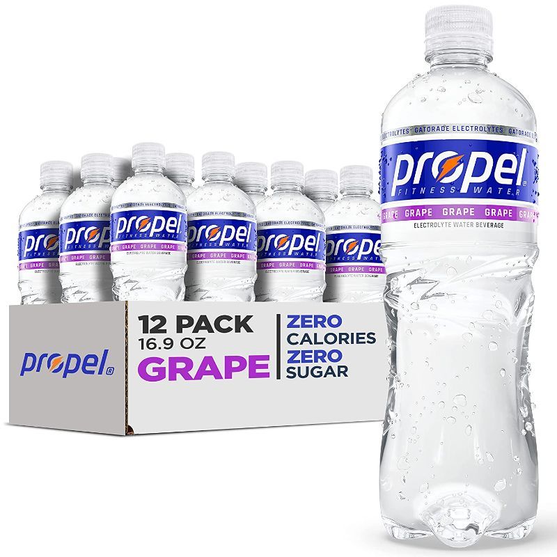 Photo 1 of **EXP DATE 04/06/2023!! Propel, Grape, Zero Calorie Sports Drinking Water with Electrolytes and Vitamins C&E, 16.9 Fl Oz (Pack of 12)
