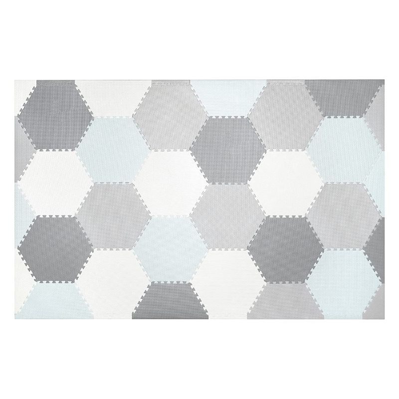 Photo 1 of Baby Brielle 48” x 72” Play Mats for Babies and Toddlers - 38 Pieces Non-Toxic Extra-Thick Exercise Baby Play Mats for Floor - Soft Foam Mat Interlocking Hexagon Tiles, Grey & White Baby Floor Mat
