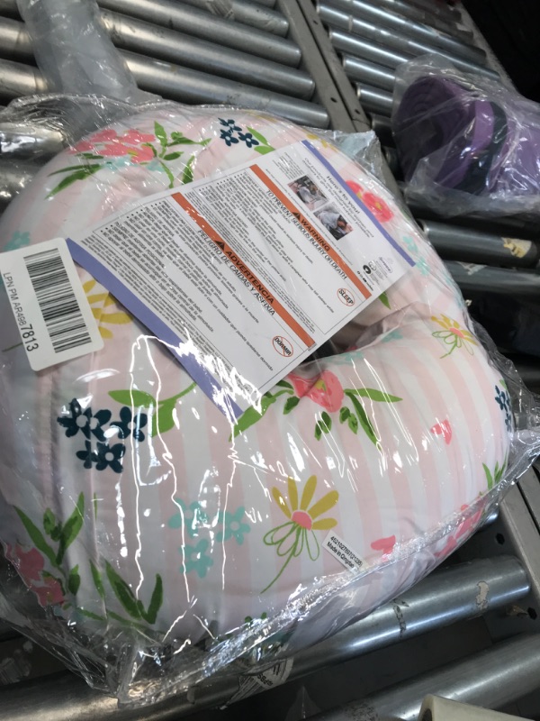 Photo 2 of Boppy Original Nursing Support, FKA Boppy Nursing Pillow, Pink Floral Stripe, Ergonomic Breastfeeding, Bottle Feeding, and Bonding, with Hypoallergenic Fiber Fill, Removable Cover, Machine Washable