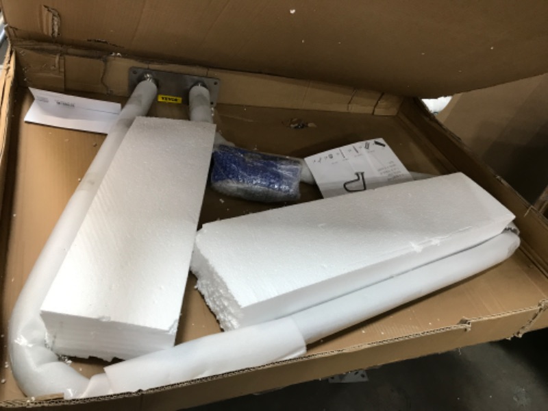 Photo 1 of VEVOR Pool Rail 48x36 Pool Railing 304 Stainless Steel 250LBS Load Capacity Silver Rustproof Pool Handrail Humanized Swimming Pool Handrail with Blue Grip Cover & M8 Drill Bit & Self-Taping Screws 48x36 Inch