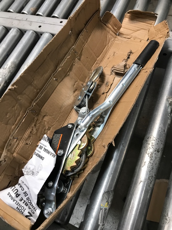 Photo 1 of BIG RED T32052 Torin Come-Along Double Gear Hand Cable Puller with 2 Hooks: 2 Ton (4,000 lb) Capacity, Black 4000 lbs,steel cable