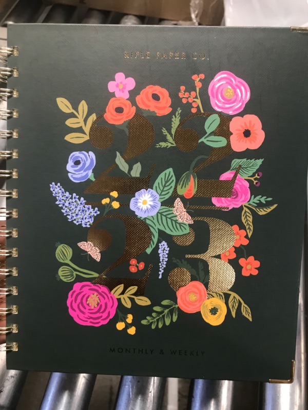 Photo 2 of 2022-23 Academic Planner Weekly/Monthly Workbook Hardcover 8.75"x6.875" Peacock Floral Date - Rifle Paper Co. for Cambridge

