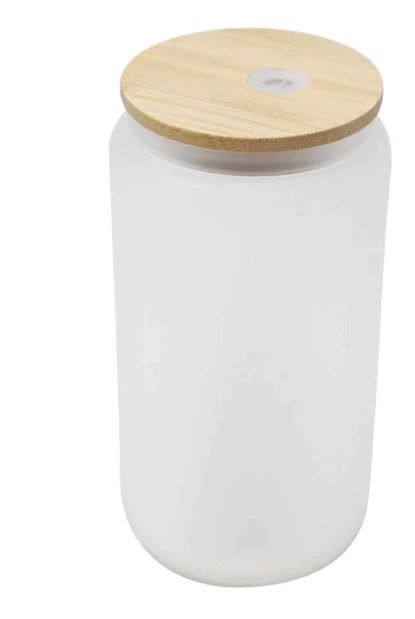 Photo 1 of 14 oz Sublimation frosted soda glass jar w/ bamboo lid
