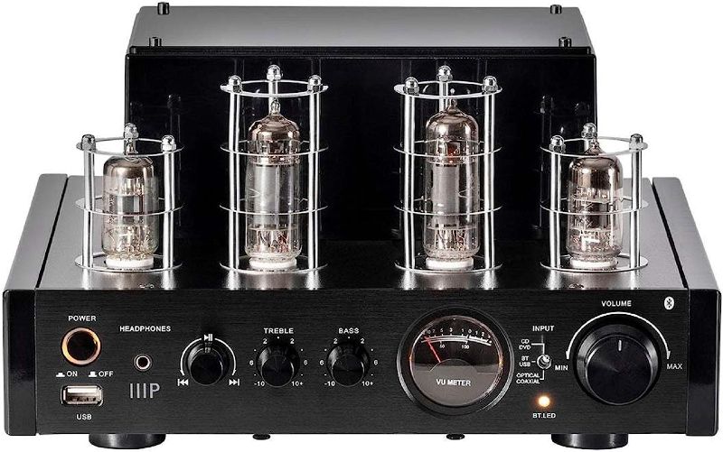 Photo 1 of Monoprice Stereo Hybrid Tube Amplifier 2019 Edition, 25 Watt with Bluetooth, Wired RCA, Optical, Coaxial, and USB Connections, and Subwoofer Out