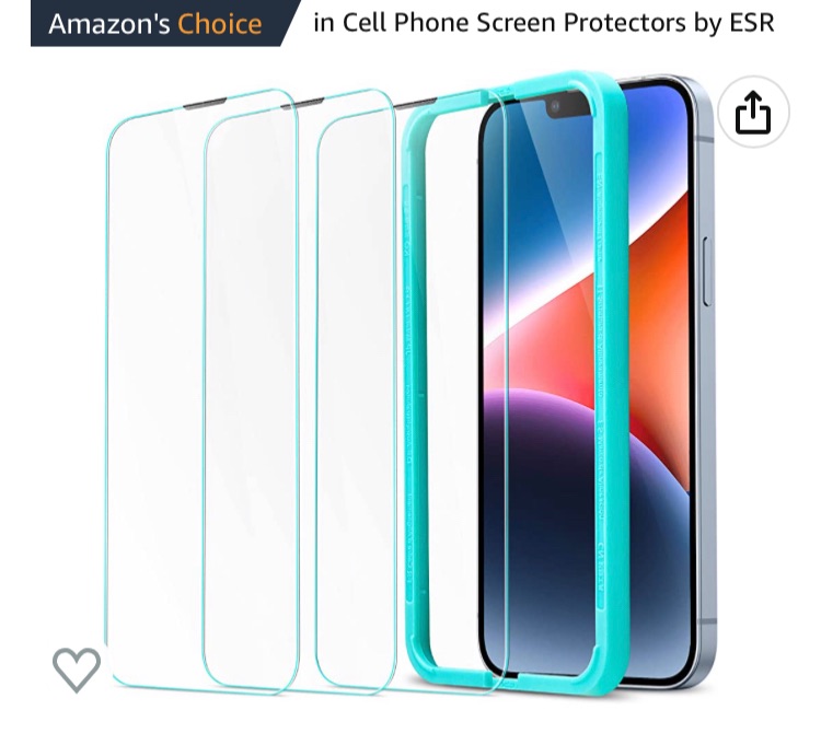 Photo 1 of ESR for iPhone 14/13 / 13 Pro Screen Protector, Easy Installation Frame, Military-Grade Protection, Ultra ToughScratch Resistant, Tempered Glass Screen Protector for iPhone 14/13 / 13 Pro, 3 Pack