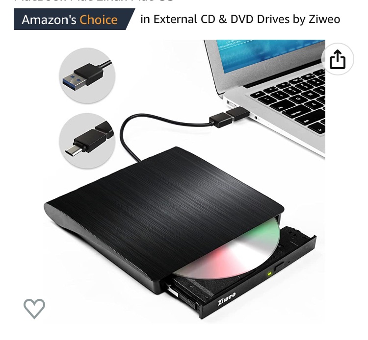 Photo 1 of xternal DVD Drive USB 3.0 Type-C CD Burner Portable CD DVD +/-RW Drive DVD Player for Laptop CD ROM Rewriter Burner Compatible with Laptop Desktop PC Windows MacBook Mac Linux Mac OS