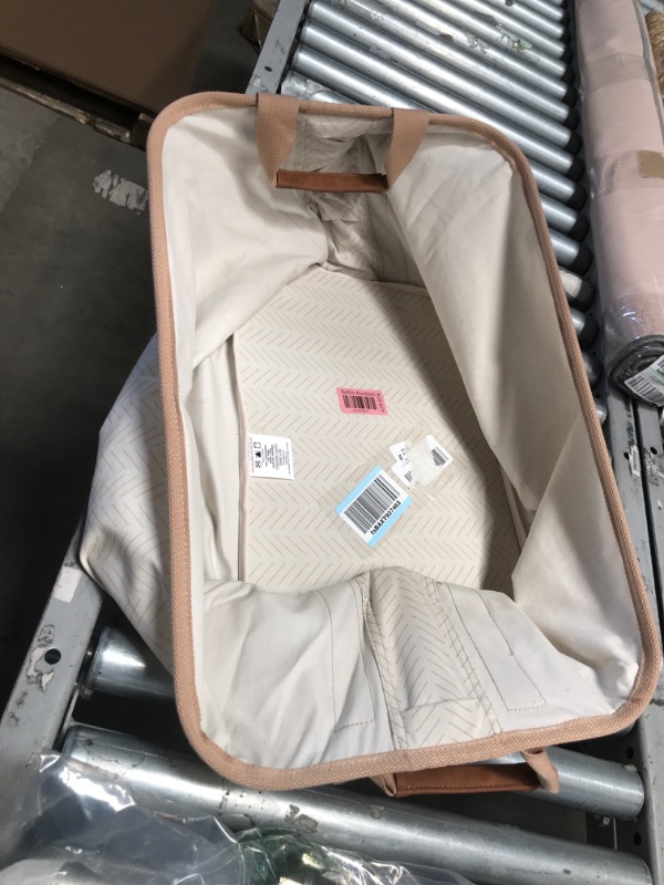 Photo 1 of CleverMade Collapsible Fabric Laundry Basket - Premium Foldable Pop Up Storage Bin - Space Saving Hamper with Side Handles Large, Cream Herringbone, 2 Pack