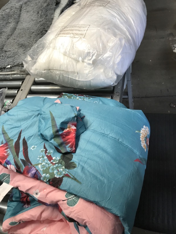 Photo 2 of **missing packaging** Cozy Bed Polyfill Bed Pillow, King (Pack of 2), White 2 Count White King (Pack of 2) and Teal/Pink  full Floral Reversible Comforter