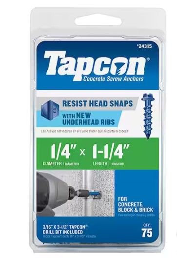 Photo 1 of 1/4 in. x 1-1/4 in. Hex-Washer-Head Concrete Anchors (75-Pack)
