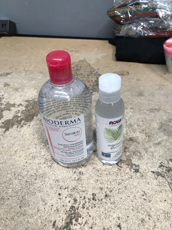 Photo 3 of (Bundle) Bioderma - Sensibio - H2O Micellar Water - Makeup Remover Cleanser & NOW Solutions Glycerine Vegetable, 4-Fluid Ounces