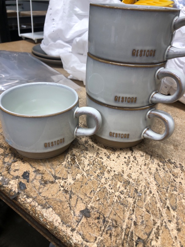 Photo 1 of 10oz Restore Stoneware Mug with Exposed Base Light Gray - Hearth  Hand with Magnolia SET OF 4