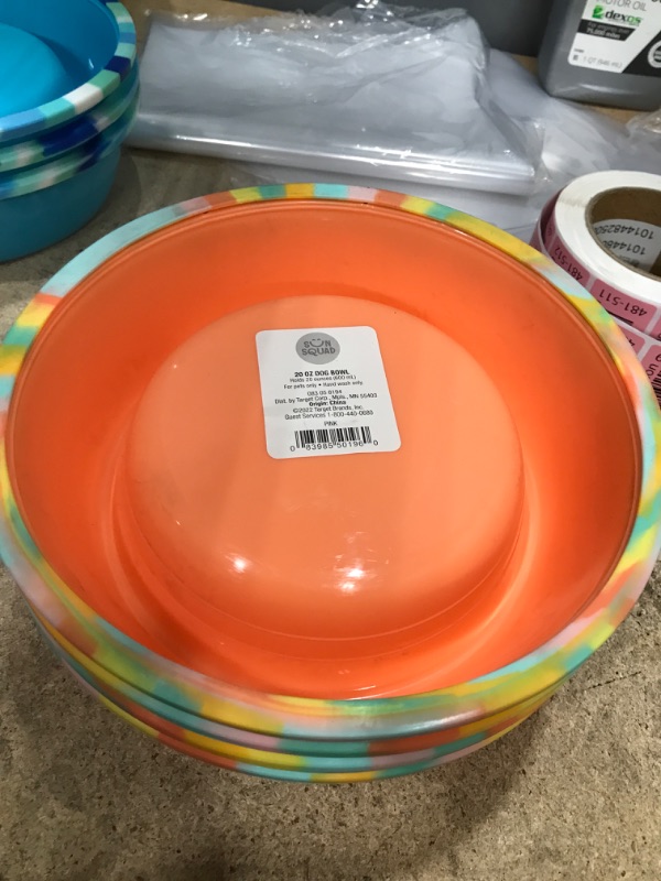 Photo 2 of (pack of 5) Dog Plastic Bowl - Pink Tie Dye - Sun Squad