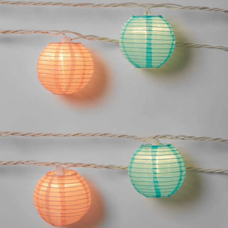 Photo 1 of 10ct Incandescent Mini Lights with Nylon Lanterns - Sun Squad™
