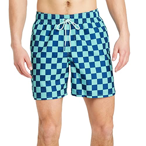 Photo 1 of Goodfellow Men's Size Large Blue Checkered Swim Trunk Drawstring
