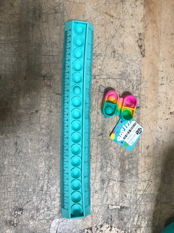 Photo 1 of  Light Blue Silicone Plastic Fashion Pop Fidget Toy Ruler 12" AND FIDGET TOY