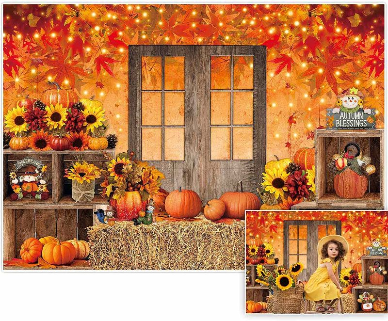 Photo 1 of 
Allenjoy 6X8ft Autumn Farm Backdrop for Kids Photography Thanksgiving Harvest Festival Maple Leaf Pumpkin