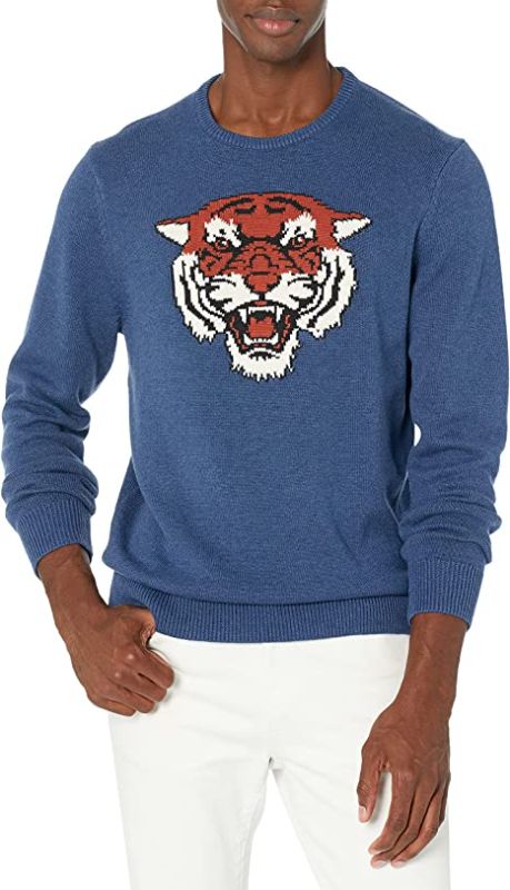 Photo 1 of Brand - Goodthreads Men's Soft Cotton Graphic Crewneck Sweater, Cougar LARGE 
