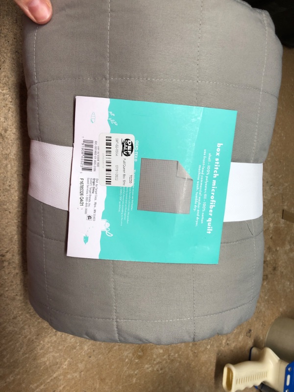 Photo 2 of **NEW** Full/Queen Box Stitch Microfiber Quilt Gray - Pillowfort&#8482;