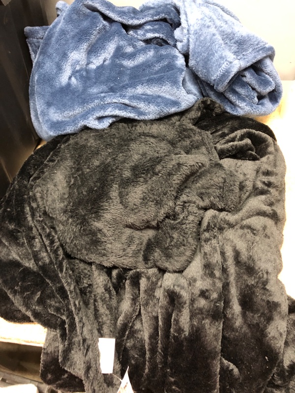 Photo 1 of **USED**  Pair of Soft Blankets- 1 Blue, 1 Black 