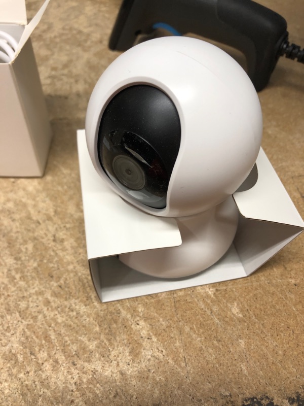 Photo 2 of **USED**  Security Camera 2K, blurams Baby Monitor Dog Camera 360-degree for Home Security w/ Smart Motion Tracking, Phone App, IR Night Vision, Siren, Works with Alexa & Google Assistant & IFTTT, 2-Way Audio White