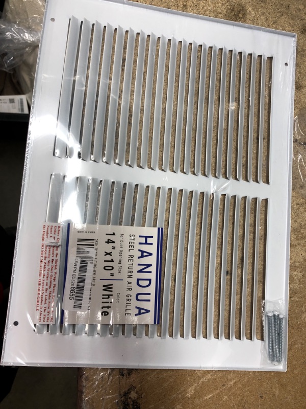Photo 2 of **NEW/MINOR DAMAGE**  Handua 14"W x 10"H [Duct Opening Size] Steel Return Air Grille | Vent Cover Grill for Sidewall and Ceiling, White | Outer Dimensions: 15.75"W X 11.75"H for 14x10 Duct Opening 14"W x 10"H [Duct Opening]