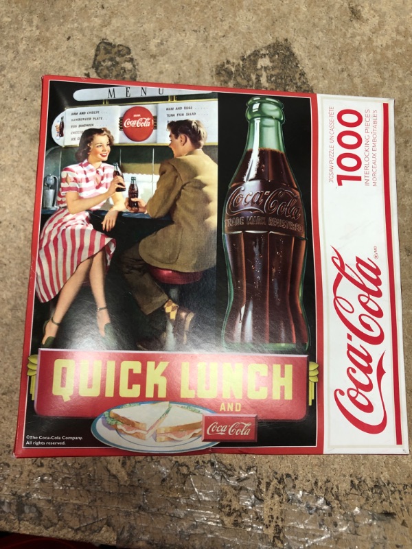 Photo 3 of **USED/POSSIBLE MISSING PIECES**  Majestic by Springbok 1000 Piece Jigsaw Puzzle Coca-Cola Quick Lunch - Made in USA - Compact Box