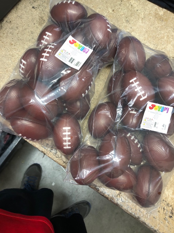 Photo 2 of **NEW/PACK OF2**   JOYIN 16 Pack 3.25” Mini Football Foam Stress Balls Toy for Kids Sports Birthday Party Favor, Squeeze Squish Balls, Anxiety Relief, Relaxation, Super Bowl LIII Party and School Classroom Prize