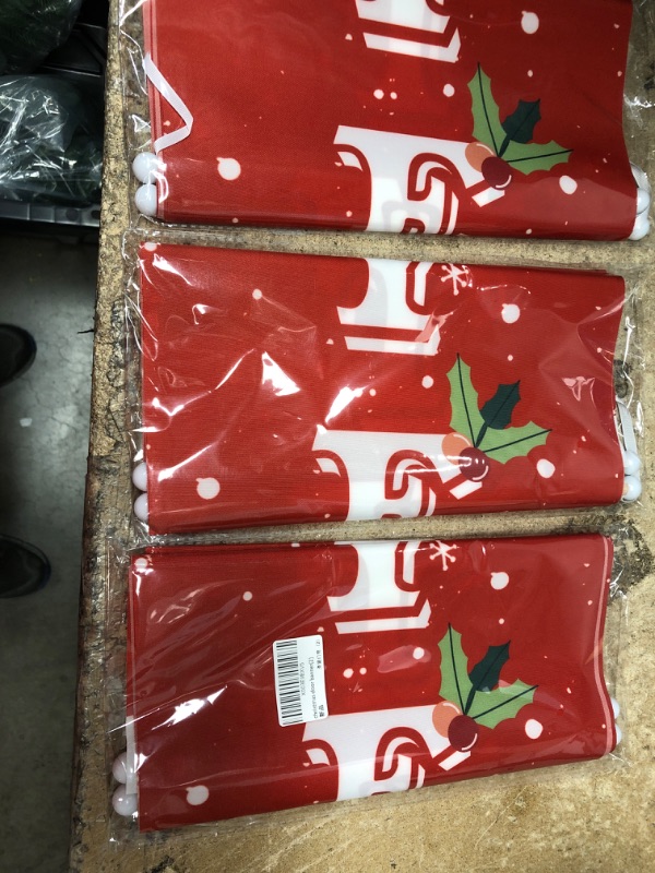 Photo 1 of **NEW/BUNDLE OF 3**  Christmas Decorations Merry Christmas Banner Xmas Porch Door Sign - Red Outdoor Christmas Decorations, Hanging Welcome Banner Happy New Year Sign for Indoor Outside Front Door Garage Holiday Party Wall Christmas Decor
