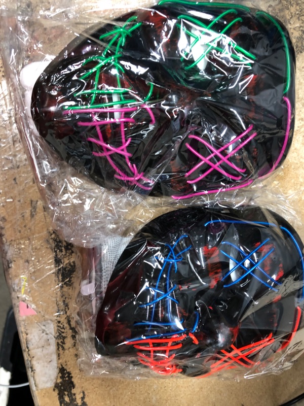 Photo 2 of **NEW** Party Spot! Light Up Halloween Mask For Kids, Purge Mask With Gloves, Scary Scream Anonymous Mask, Hacker Mask With 3 Modes 4 Pcs