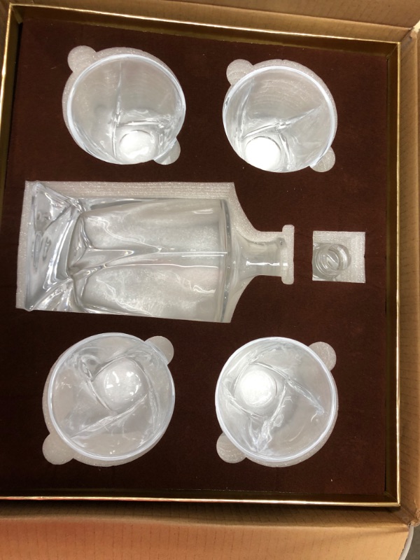 Photo 2 of **NEW** Whiskey Decanter Set With Glasses, Twisted Crystal Liquor Dispenser Set for Scotch Bourbon Whisky Alcohol In Gift Box for Men Dad Boyfriend Brother Husband for Anniversary. 5-Piece Decanter 5pcs