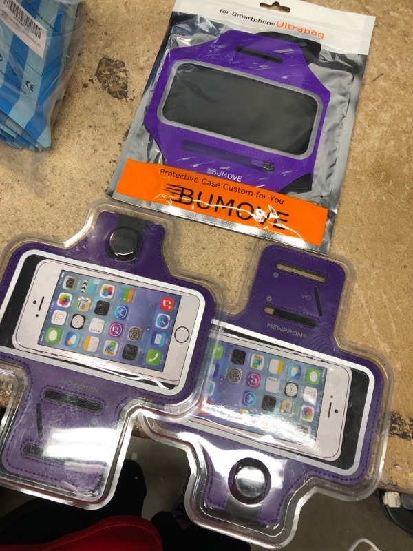 Photo 2 of **NEW/BUNDLE OF 3**  Newppon Cell Phone Running Armband :With Airpods Pro Holder Case for iPhone Pro Max Plus Mini SE (14/13/12/11/X/XS/XR/8/7) Galaxy Ultra Plus Edge Note (22/21/20/10/9/8) & Key Pocket & Adjustable Strap Purple L:iPhone+/Pro Max/XR/XS Ma