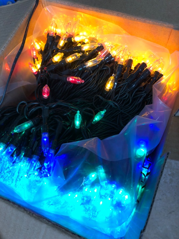Photo 1 of **NEW**  Heceltt Christmas Lights Outdoor, 328ft 1000 Led Christmas Decorations Green Wire, Incandescent Mini String Lights with 8 Modes, Memory, UL Certified for Xmas Party Holiday Decorations, Multi Color Multicolor 1000 LED