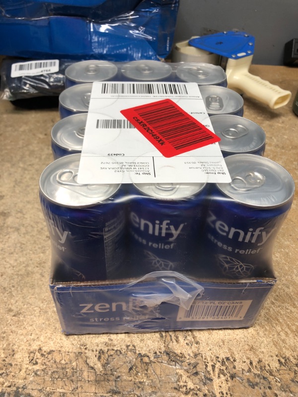 Photo 2 of **NEW/FACTORY SEALED** Zenify Original All Natural Sparkling Calming Stress Relief Beverage, Formula with L-Theanine, GABA, Vitamin B6, and Glycine, Non-GMO, Gluten-Free, Vegan, 12 Fl Oz, Pack of 12, (2010056) Best By: 03/30/2023