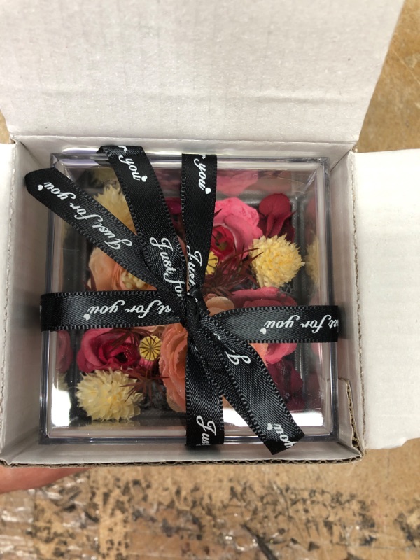 Photo 2 of **NEW**  Rose Flowers Birthday Gifts for Mom, Mothers Day Preserved Flowers Box Gifts for Women Grandma,Valentines Flower Gifts for Wife Her with I Love You Necklace,Anniversary Flower Gifts Box for Girlfriend Orange Pink