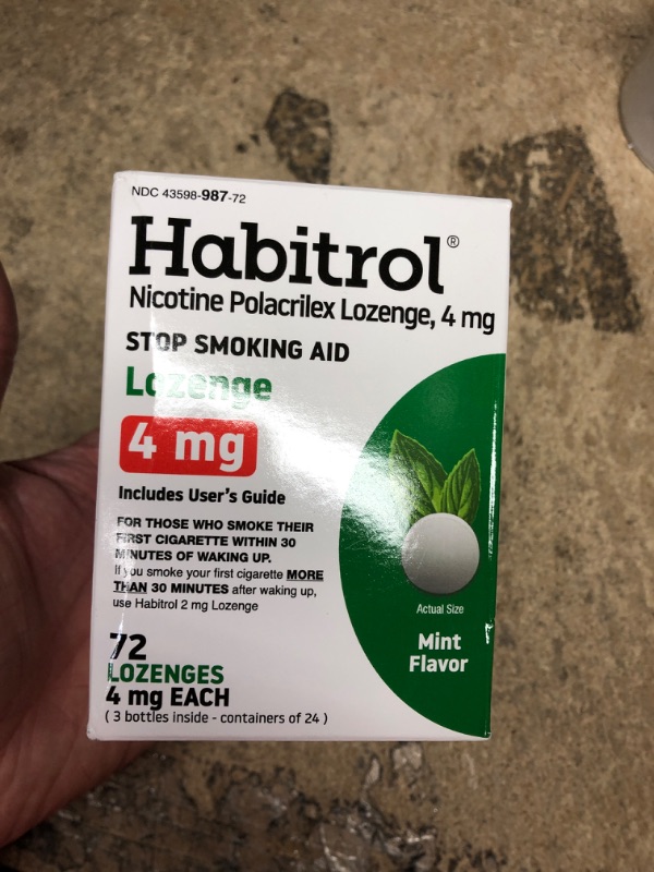 Photo 2 of **FACTORY SEALED**  Habitrol Nicotine Lozenges 4 mg Mint Flavor - 72 Count – Stop Smoking Aid – Reduce Cravings and Withdrawal Symptoms Mint 72 Count Expiration Date: 05/2023