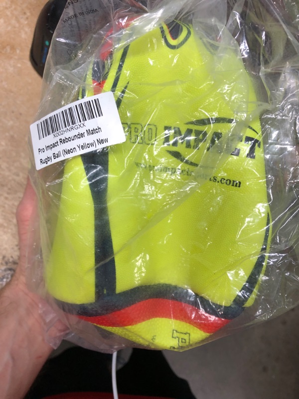 Photo 2 of **NEW**  Pro Impact Rebounder Match Rugby Ball White and Neon Yellow