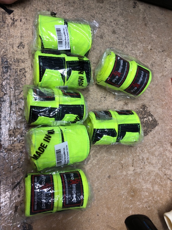 Photo 2 of **NEW/BUNDLE OF 8**   Pro Impact Mexican Style Hand Wraps Men Women – Performance Essentials MMA, Boxing, Muaythai, Kickboxing, Gym – Stretch Protection Support Accessories for Wrist Knuckles – 180 Inches Neon Yellow