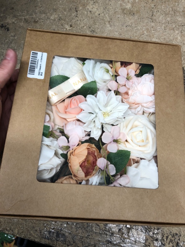 Photo 2 of **NEW**  NANAKKI Champagne Roses Artificial Flowers Combo Box Set, 28pcs Silk Fake Rose Flowers with Stems for DIY Wedding Bouquets Bridal Shower Table Centerpieces Party Cake Decorations